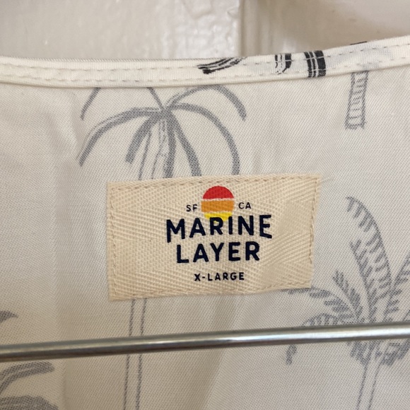 Marine Layer Camila Mini Dress in White Palm Print XL - Picture 3 of 3